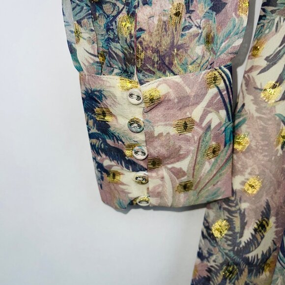 Amuse Society Eva Luna Floral Chiffon Long-Sleeve Mini Dress Size S - Picture 8 of 14